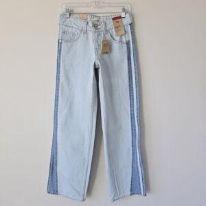 Levi's Superlow Loose Straight Jeans Women 26 Light Wash Striped NWT